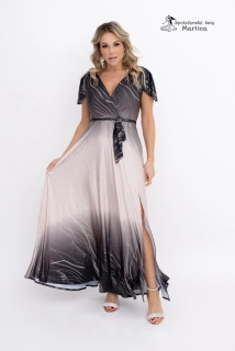 Společenské šaty "River" s ombré efektem a plastickým lesklým vzorem - vel. 40