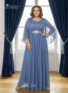 Staromodré jemně třpytivé společenské šaty "Izabella" s motýlími rukávy