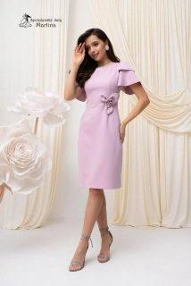 Starorůžové pouzdrové šaty "Marietta" s ozdobnou květinou v pase