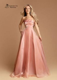 Starorůžové společenské šaty "Nancy" z jemné organzy s korzetovým živůtkem - vel. S