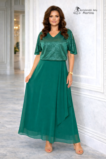 Smaragdově zelené dlouhé šaty "Lexa" s brokátovým živůtkem a šifonovou sukní