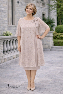 Pudrové společenské šaty "Gerda" s lehkým překrytím