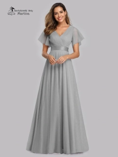 Šedé tylové šaty s krátkým rukávkem “Broke”