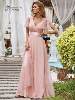 Světle růžové tylové šaty s krátkým rukávkem “Broke”