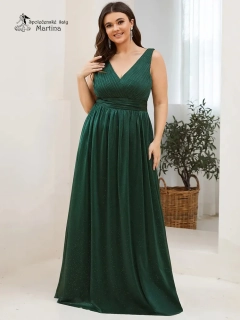 Dlouhé třpytivé tmavě zelené šaty "Parma XXL"