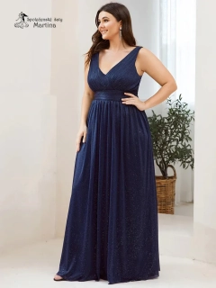 Dlouhé třpytivé tmavě modré šaty "Parma XXL"