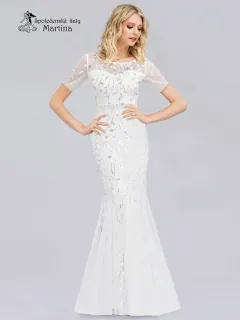 Bílé svatební šaty "Charlie" s jemným vzorem