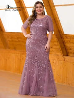 Starorůžové společenské šaty "Charlie XXL" s jemným vzorem