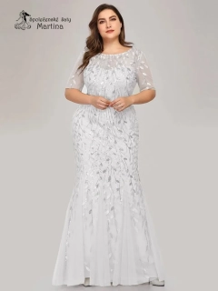 Bílé svatební šaty "Charlie XXL" s jemným vzorem