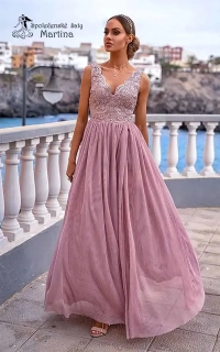 Pudrově růžové šaty "Chiara" s jemnou tylovou sukní a krajkovým živůtkem 