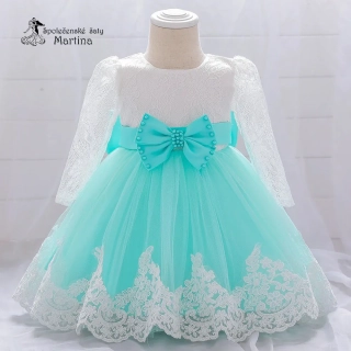 Mintové šatičky pro nejmenší s rukávem "Beátka" 0-2 roky