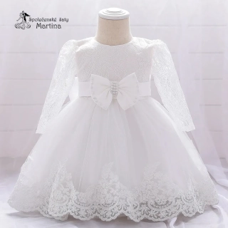 Bílé šatičky pro nejmenší s rukávem "Beátka" 0-2 roky
