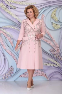 Pudrově růžový šatový plus size kabát "Darleen"