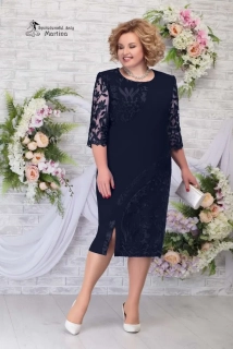 Tmavě modré pouzdrové šaty pro plnoštíhlé "Marcelyn"