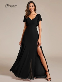Černé šifonové šaty "Simone" pro družičku či svatebního hosta