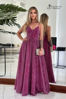 Luxusní fuchsiové maturitní šaty "Kornelia" na tenká ramínka